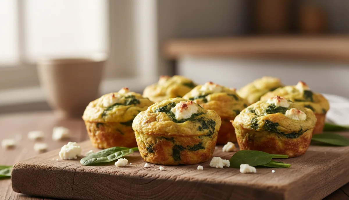 Muffin di Uova alla Greca con Feta e Spinaci
