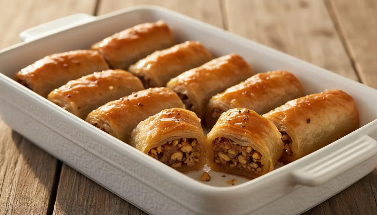 Rollitos de Baklava Griego con Miel y Frutos Secos