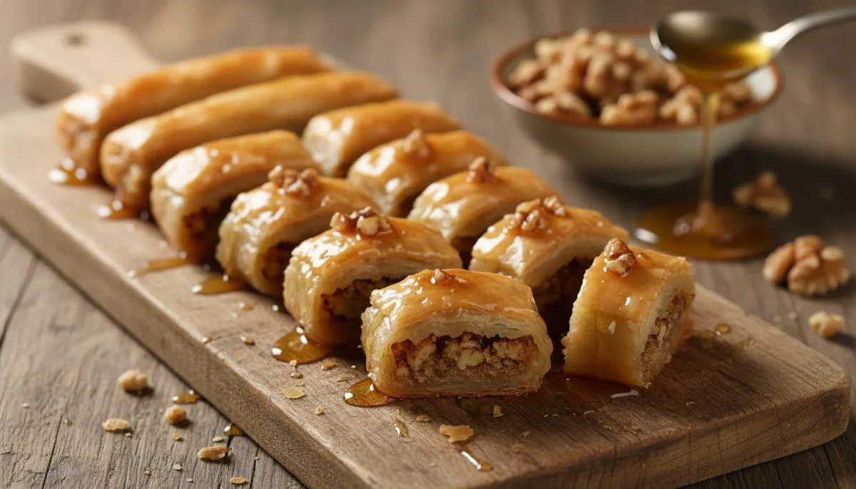 Rollos Griegos de Baklava con Miel y Nueces