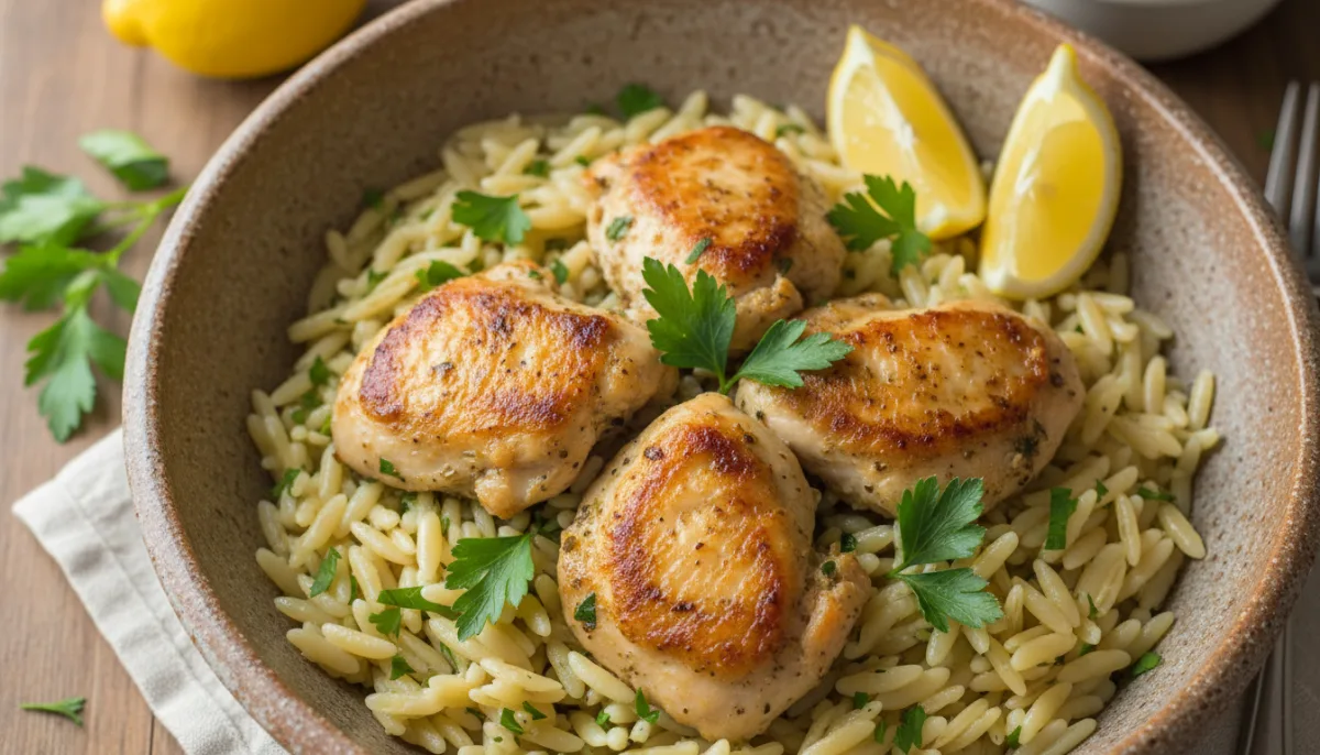 Pollo Greco al Limone ed Erbe con Orzo