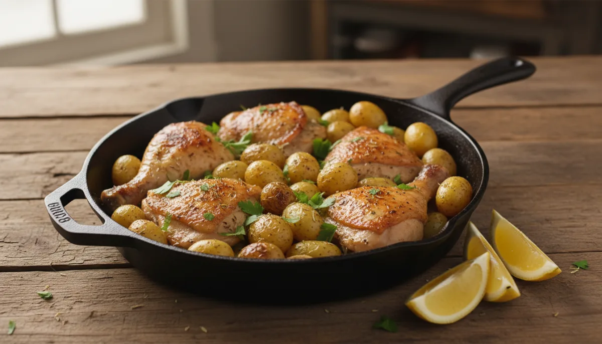 Teglia Greca di Pollo e Patate al Limone ed Erbe Aromatiche