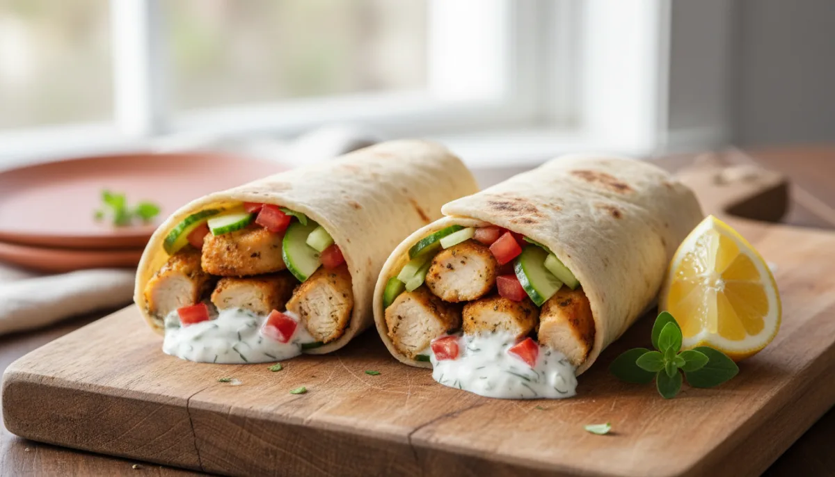 Greek Lemon Herb Chicken Wraps