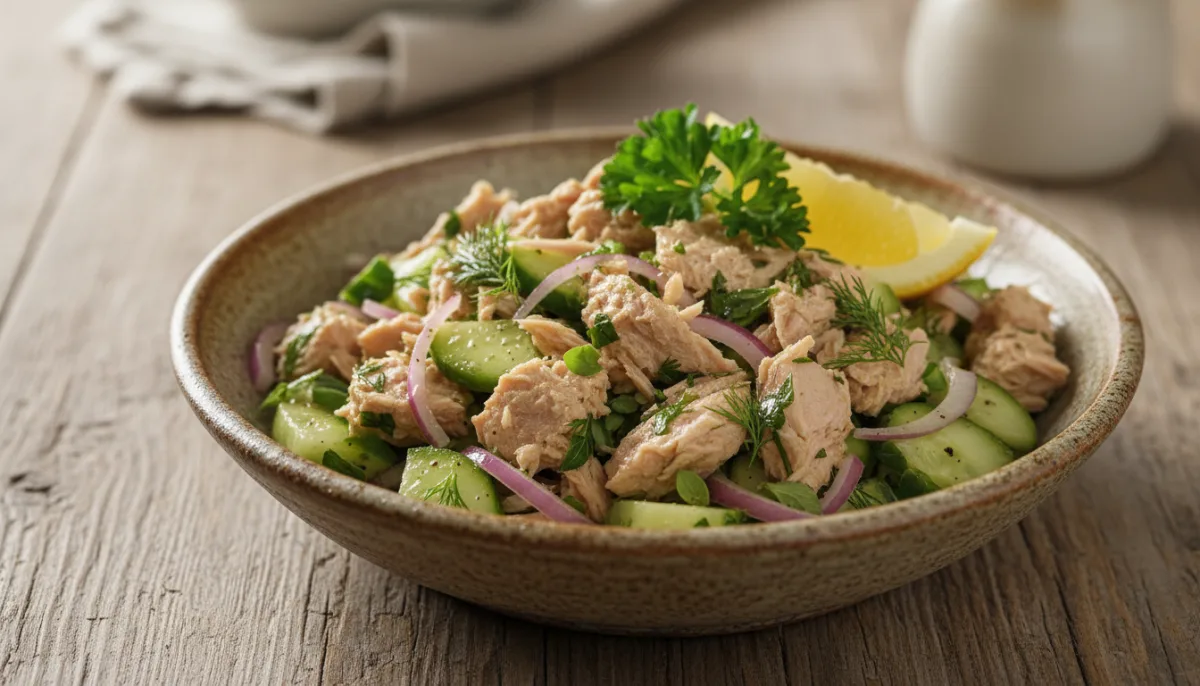 Sallatë Greke me Ton, Limon dhe Erëza