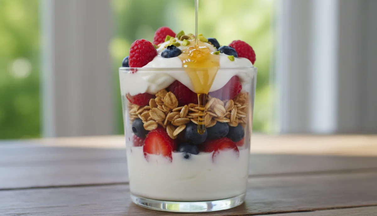 Greek Yogurt and Berry Parfait with Honey-Toasted Oats