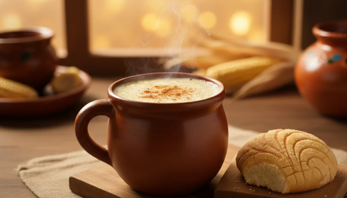 Guatemalan Atol de Elote with Cinnamon and Pan Dulce