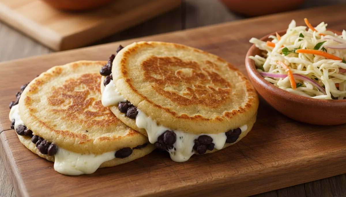 Pupusa Guatemalase me Fasule të Zeza dhe Djathë, me Curtido