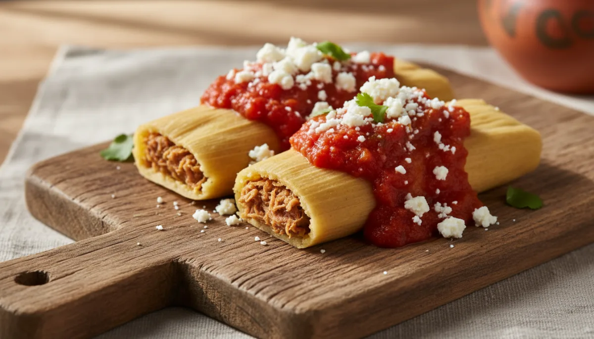Chuchitos Guatemalas me Salcë Roja Pikante dhe Queso Fresco