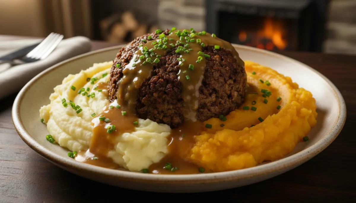 Haggis, Neeps, and Tatties with Whisky Cream Sauce