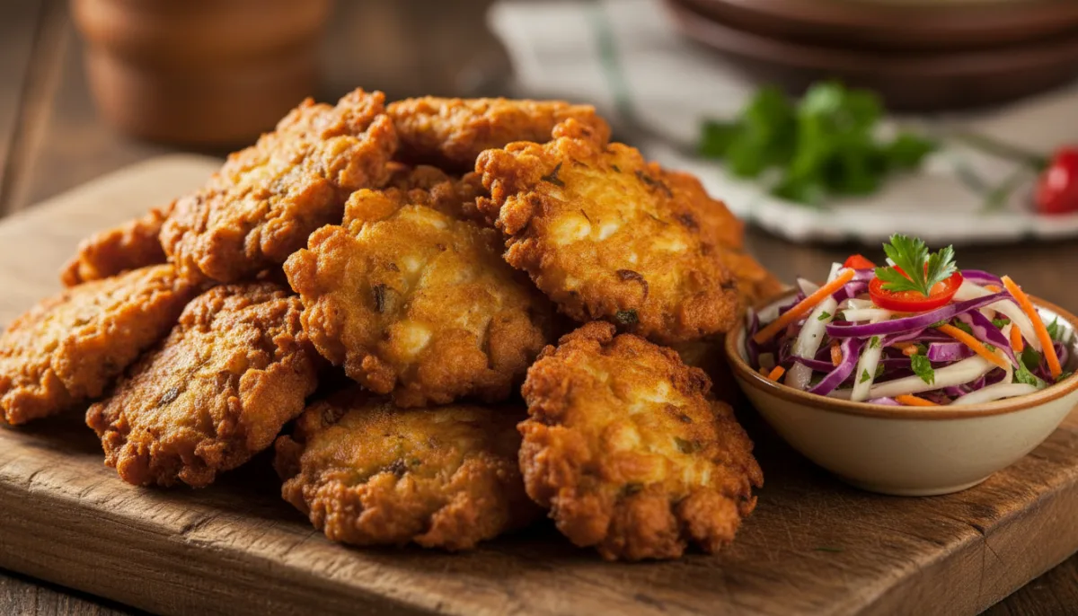 Haitian Akra de Morue (Salt Cod Fritters) with Spicy Pikliz