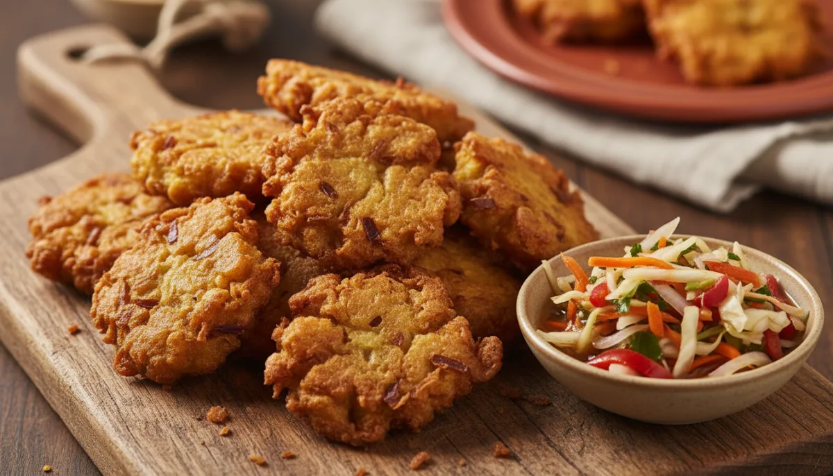 Crispy Haitian Malanga Fritters (Accras) with Zesty Pikliz