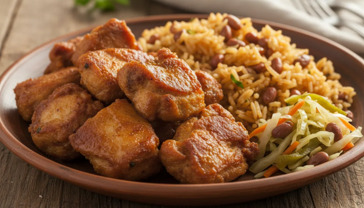 Haitian Tassot de Dinde with Riz Collé aux Pois