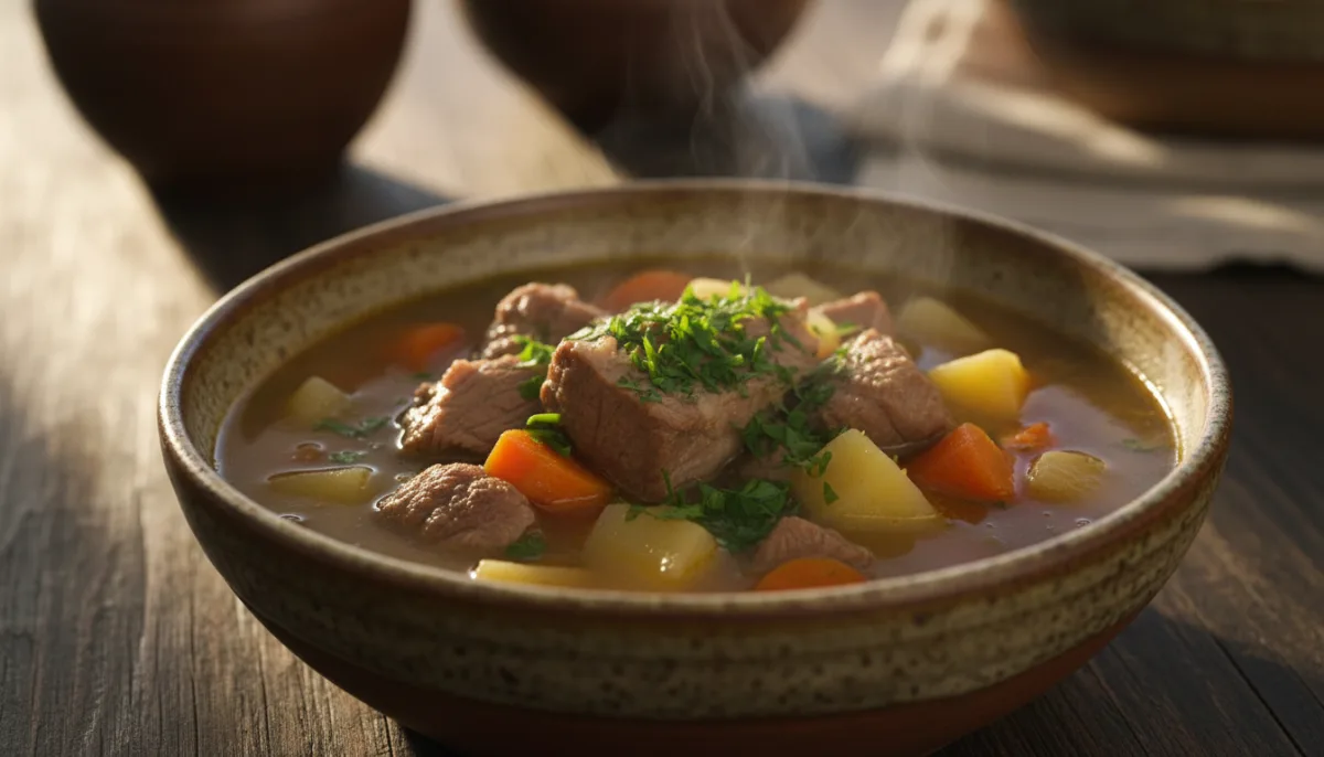 Zuppa di Agnello Islandese (Kjötsúpa) con Verdure e Erbe Aromatiche