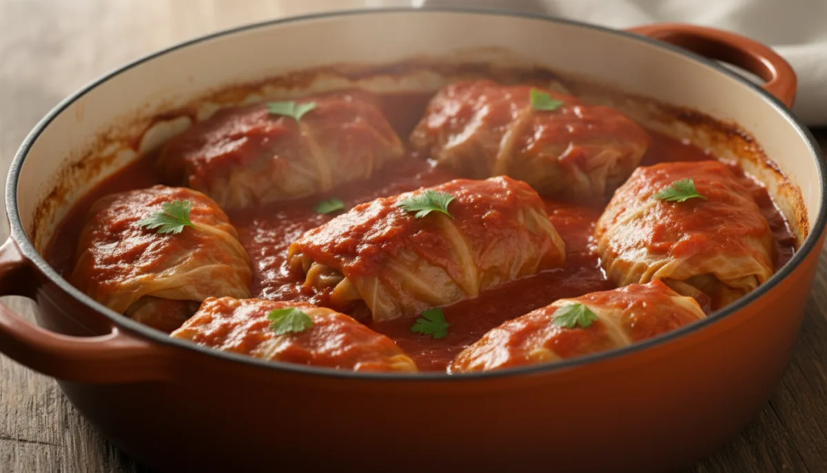 Hearty Polish Gołąbki with Beef, Rice, and Tomato Sauce