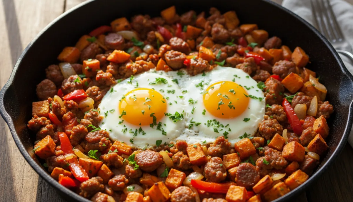 Hearty Sausage and Sweet Potato Hash