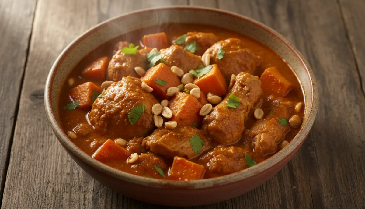 Zuppa di Arachidi dell'Africa Occidentale con Pollo e Patate Dolci