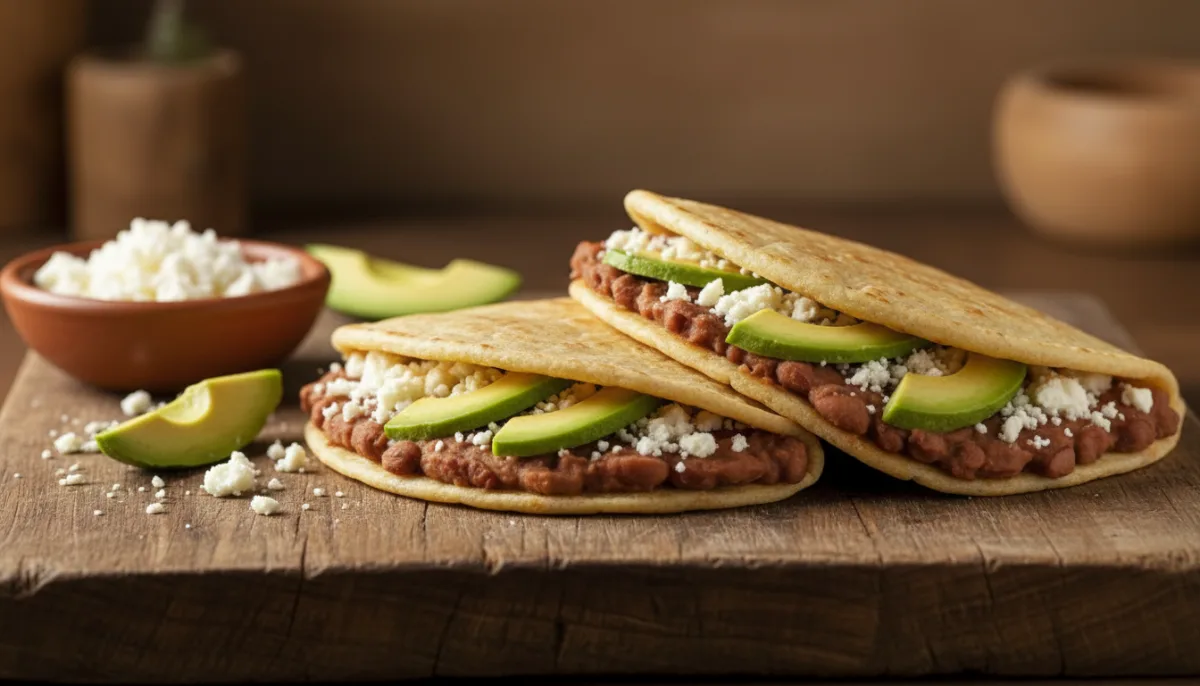 Honduranische Baleadas mit Bohnenmus, Käse und Avocado