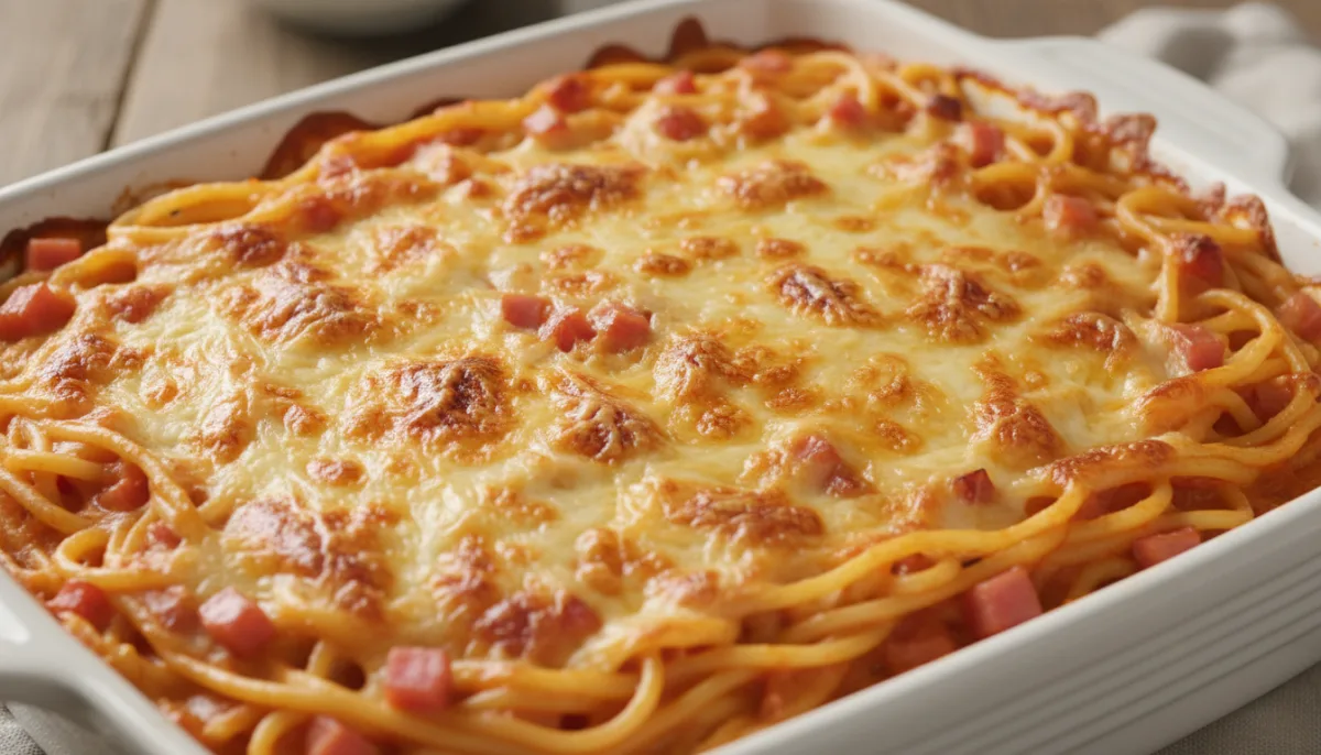 Spageti i Pjekur në Stil Hong Kongu me Proshutë dhe Djathë