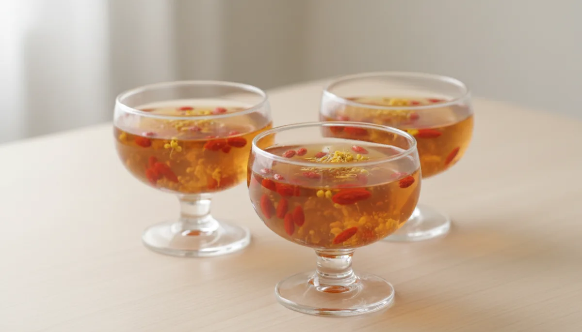Gelatina de Osmanthus al Estilo Hong Kong con Bayas de Goji