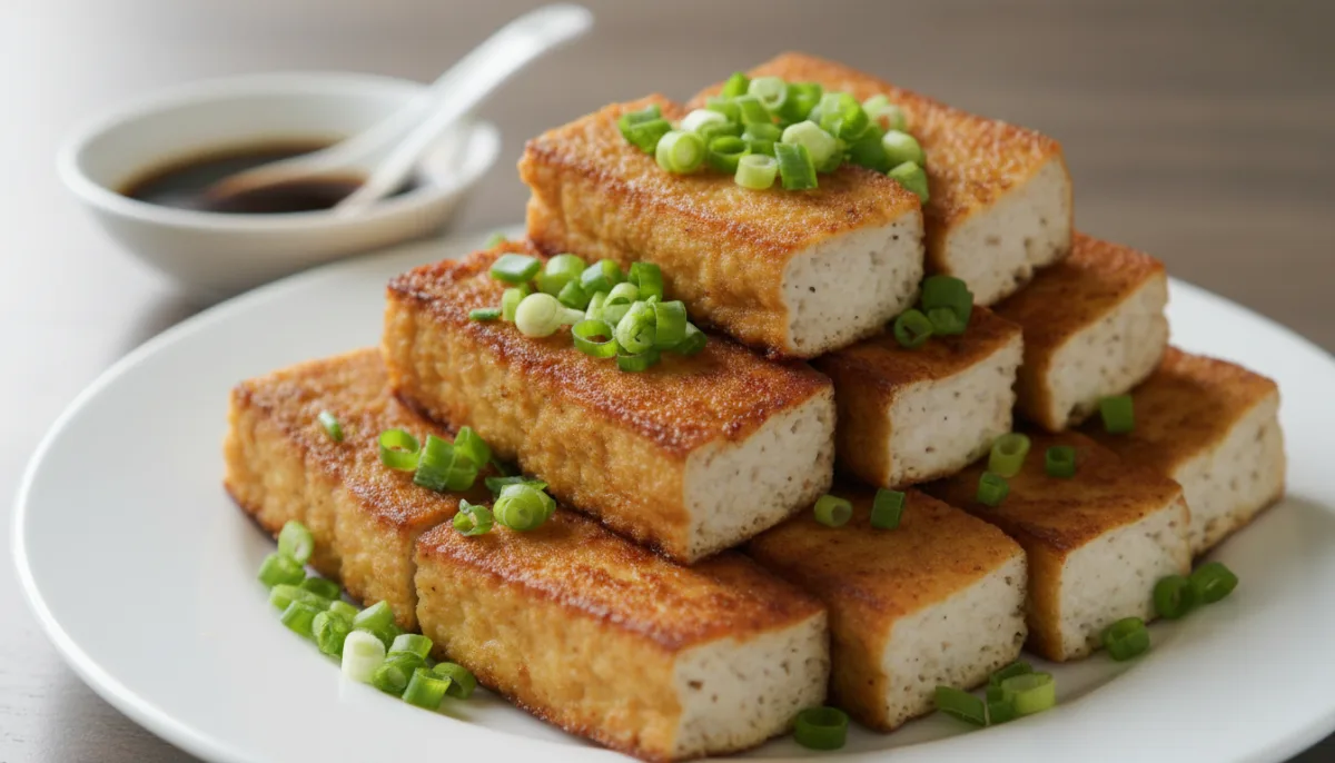Tofu i Mbushur i Fërguar në Tigan, Stili Hong Kong, me Pastë Peshku Dace