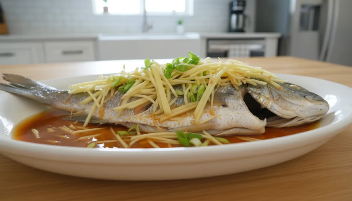 Pesce al Vapore in Stile Hong Kong con Zenzero e Cipollotti