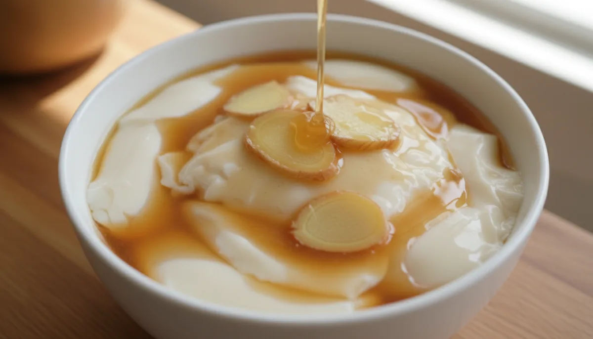 Pudín de Tofu Estilo Hong Kong con Jarabe de Jengibre