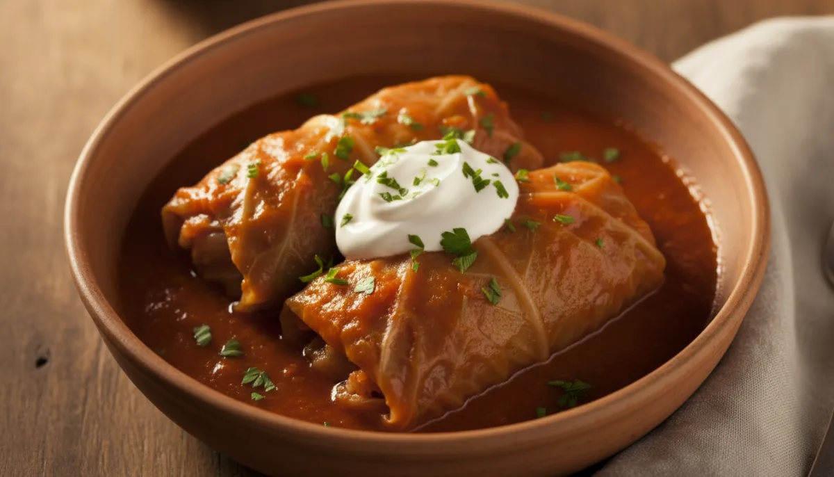 Klassische ungarische Krautwickel (Töltött Káposzta) mit Sauerrahm