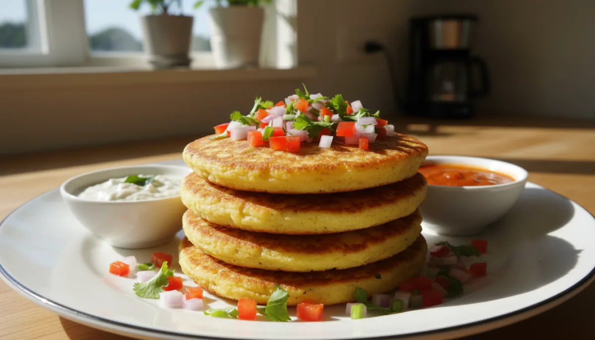Petulla Indiane të Kripura me Semolina dhe Perime (Rava Uttapam)