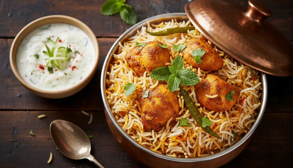 Biryani de Poulet aux Épices Indiennes et Raita
