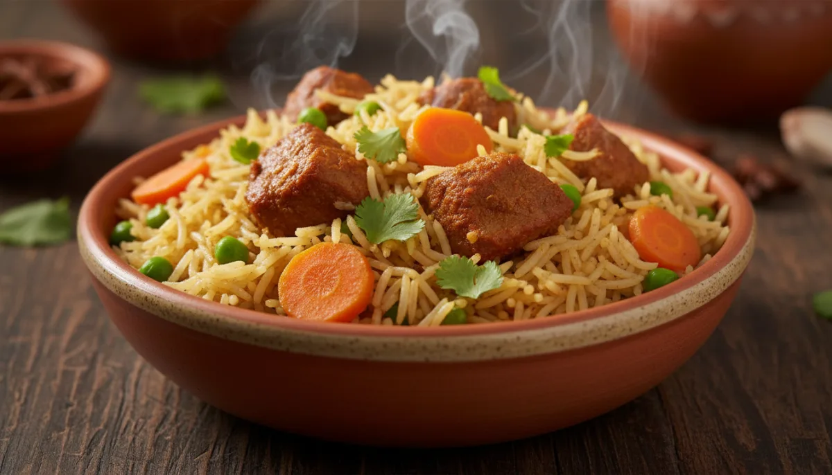 Pulao Indien d'Agneau et Légumes Épicés