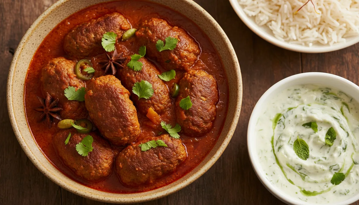 Indian Spiced Lamb Kofta Curry with Mint Raita