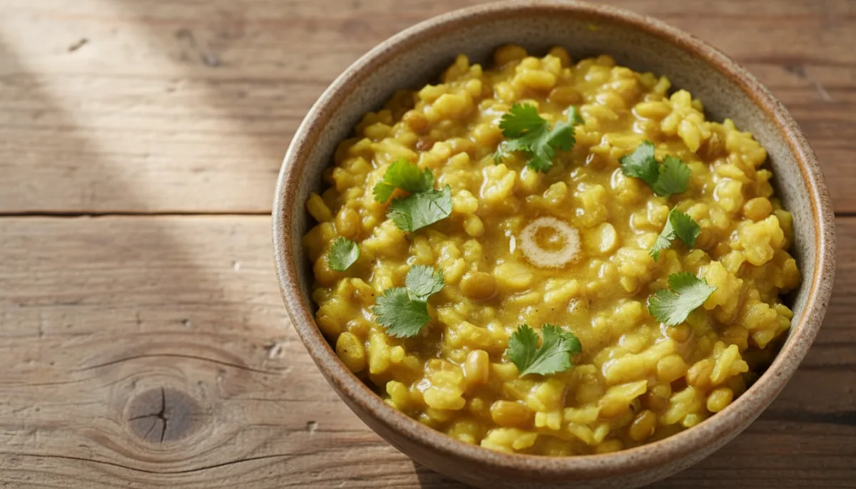 Khichdi: Qull Indian me Fasule Mung dhe Oriz me Erëza