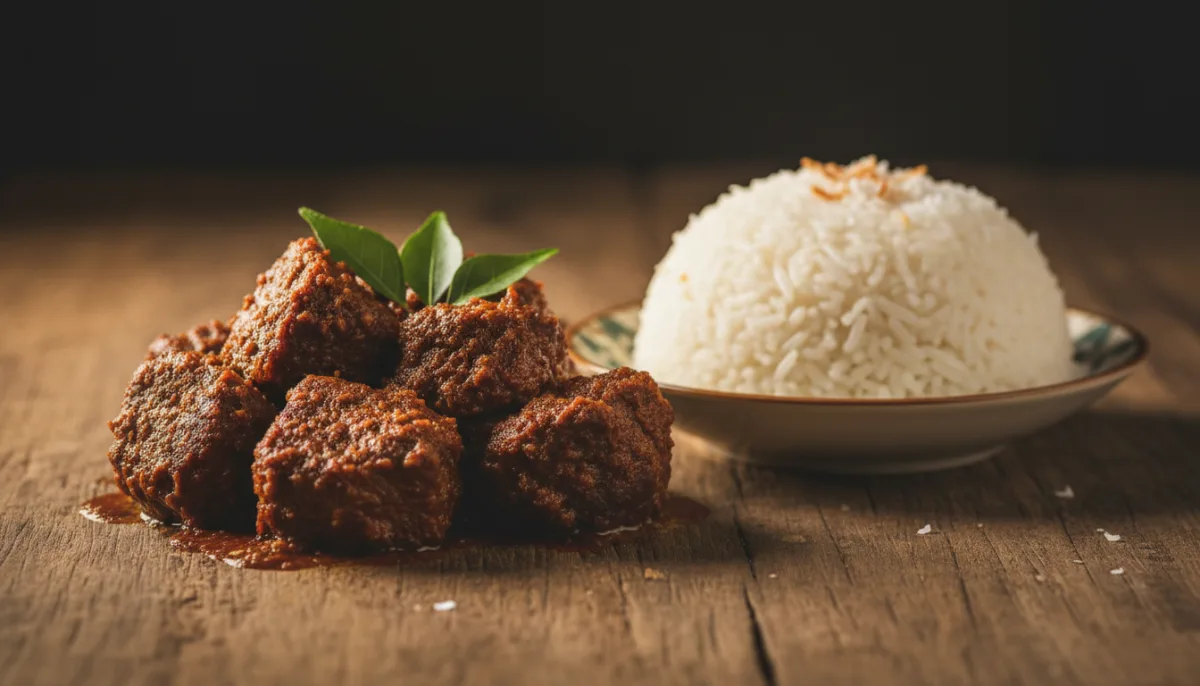 Rendang di Manzo Indonesiano con Riso al Cocco