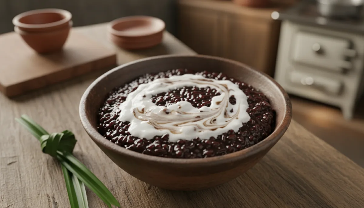 Bubur Ketan Hitam: Pudín de Arroz Glutinoso Negro Indonesio con Leche de Coco