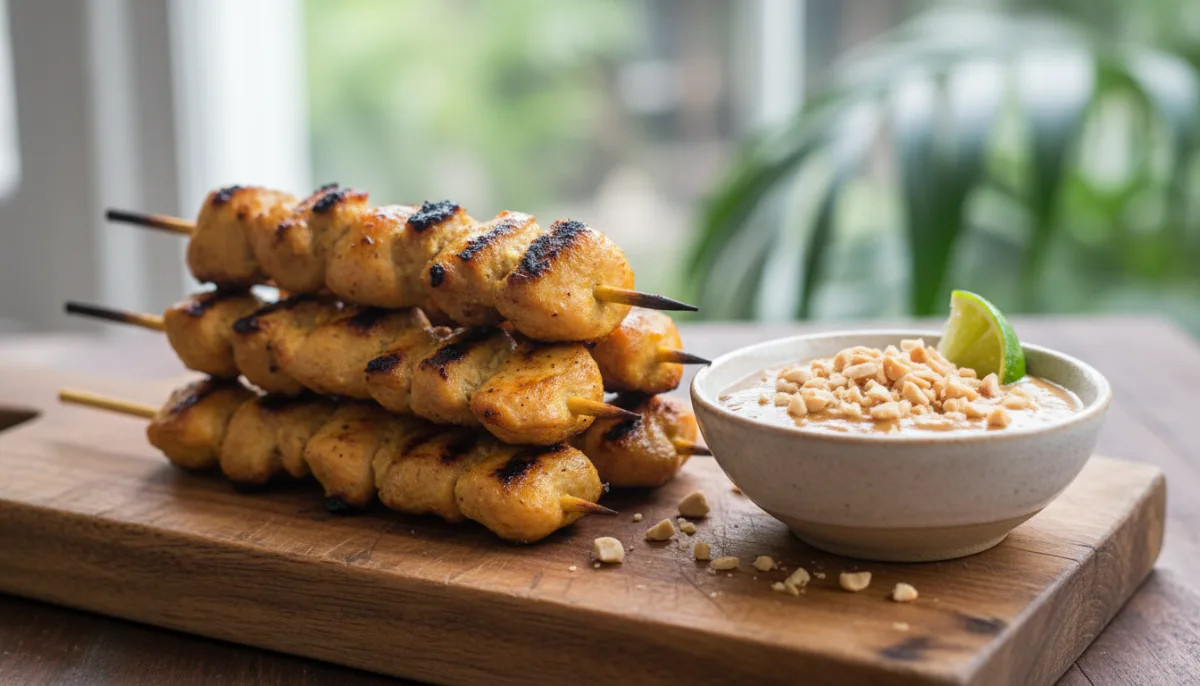 Indonesian Chicken Satay Skewers with Peanut Sauce