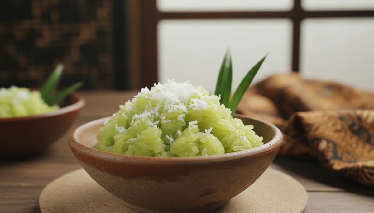Arroz Pegajoso de Coco y Pandan Indonesio (Ketan Pandan)