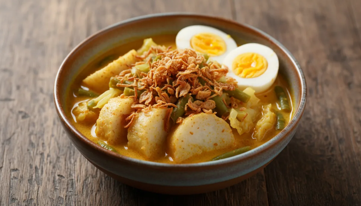 Lontong Sayur Indonezian me Vezë të Ziera Fort