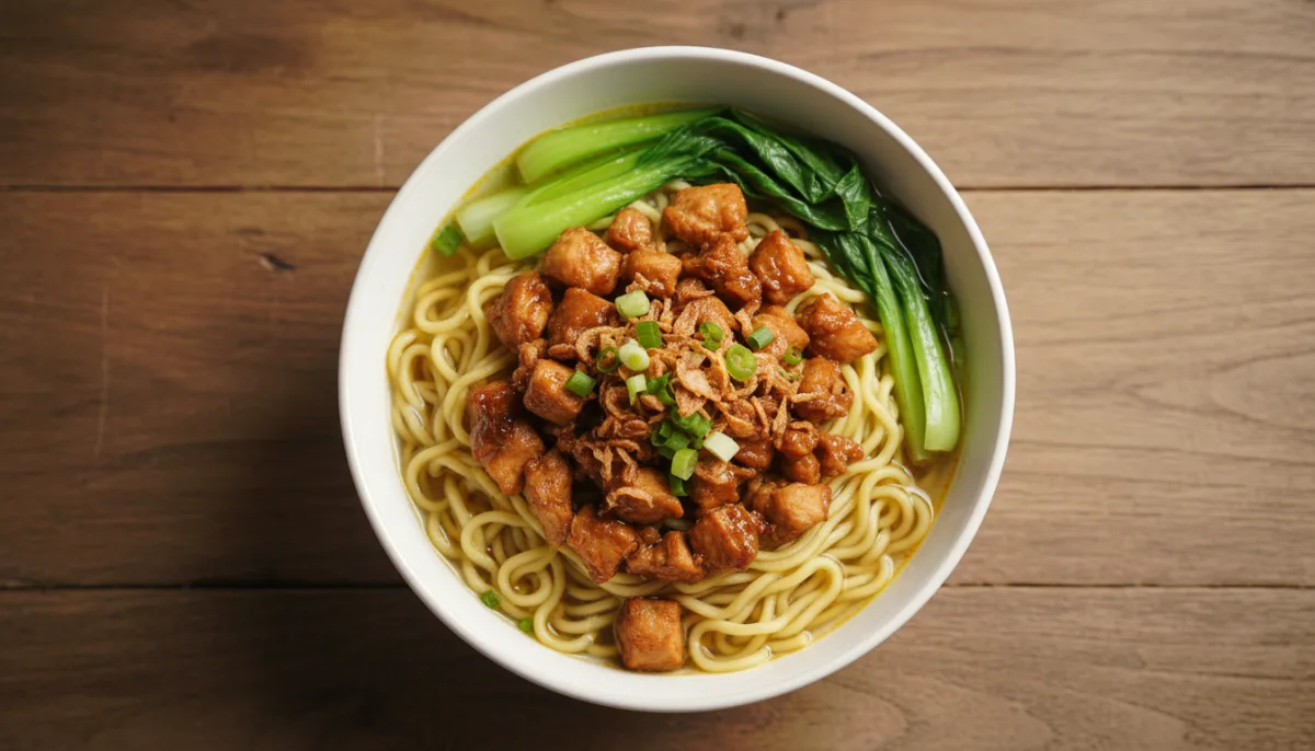 Mie Ayam Indonezian (Supë me Nudle dhe Pulë)