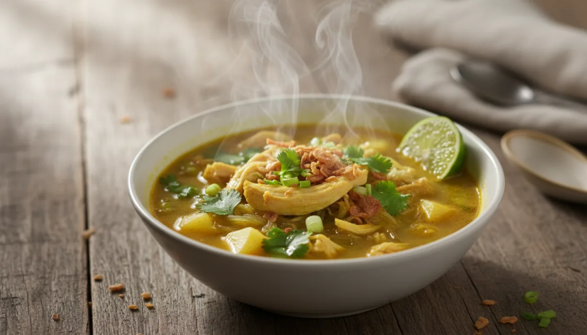 Soto Ayam Indonezian (Supë Pule me Shafran të Indisë)