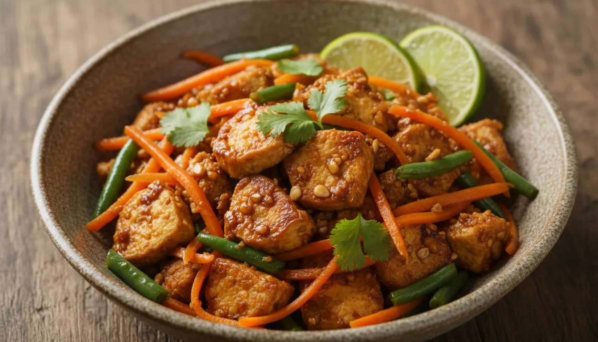 Orak-Arik Tahu Indonezian (Tofu i skuqur pikant me perime)