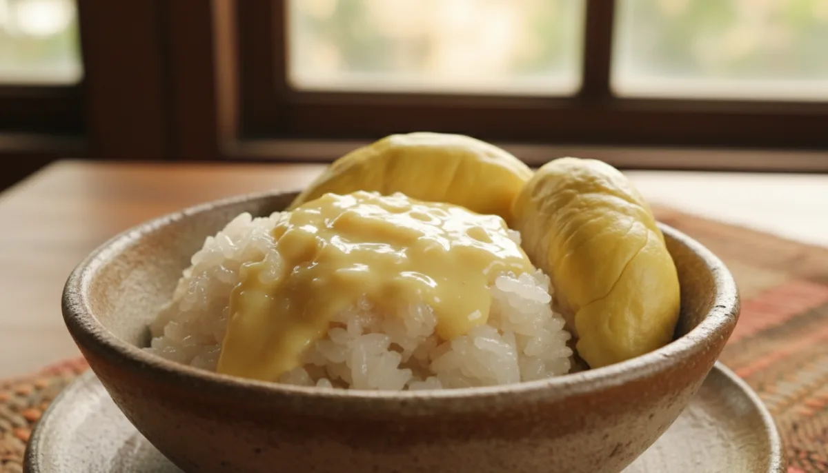 Arroz Glutinoso Dulce con Durian (Ketan Durian) Indonesio