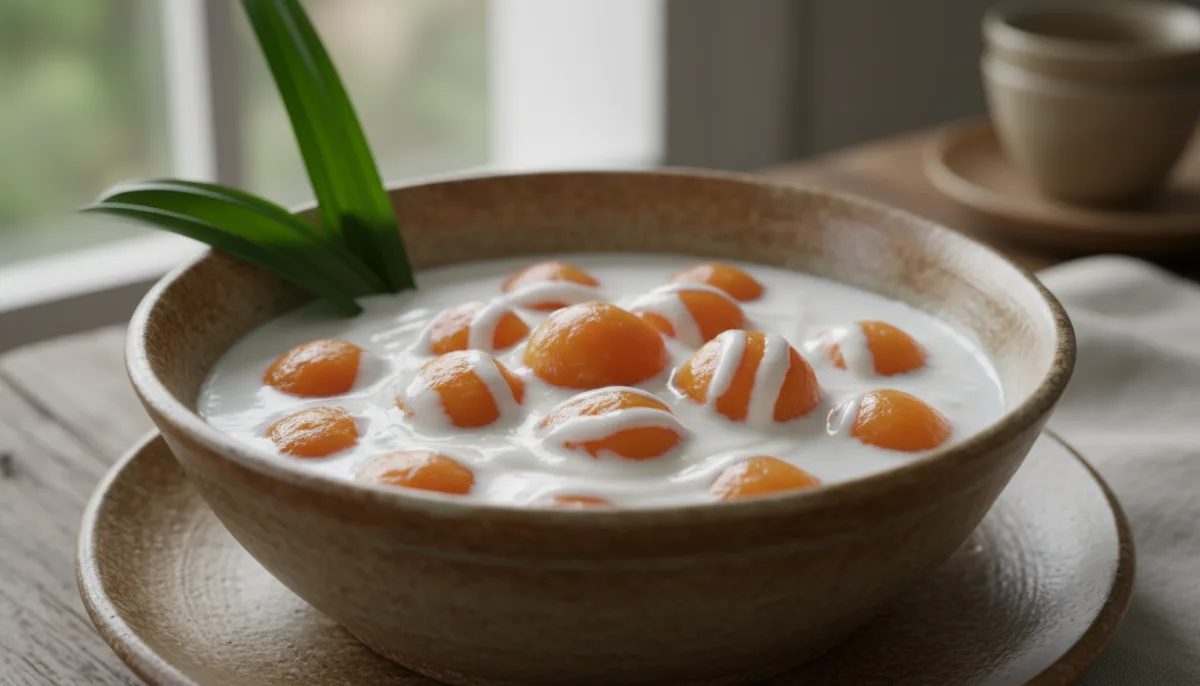 Qull Indonezian me Patate të Ëmbla dhe Qumësht Kokosi (Bubur Candil)