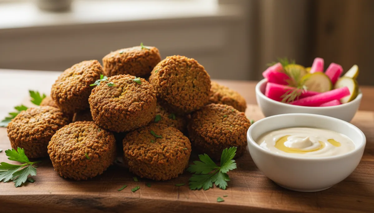Authentic Israeli Falafel with Creamy Tahini and Pickled Accents