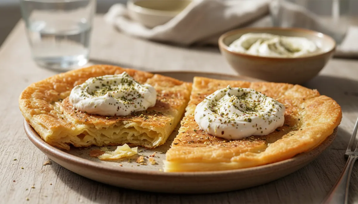 Israeli Malawach with Labneh and Za'atar