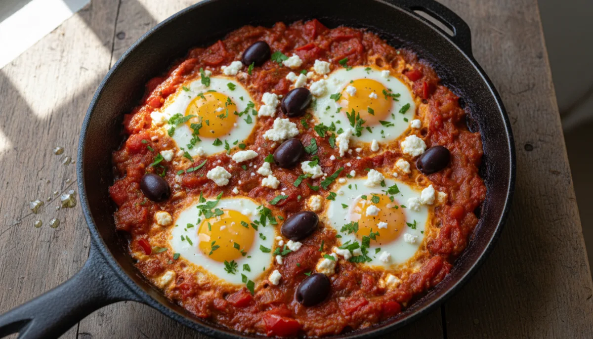 Israeli Shakshuka with Feta and Olives