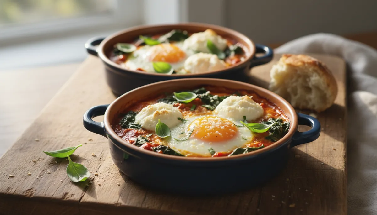 Italian Baked Eggs with Spinach and Ricotta
