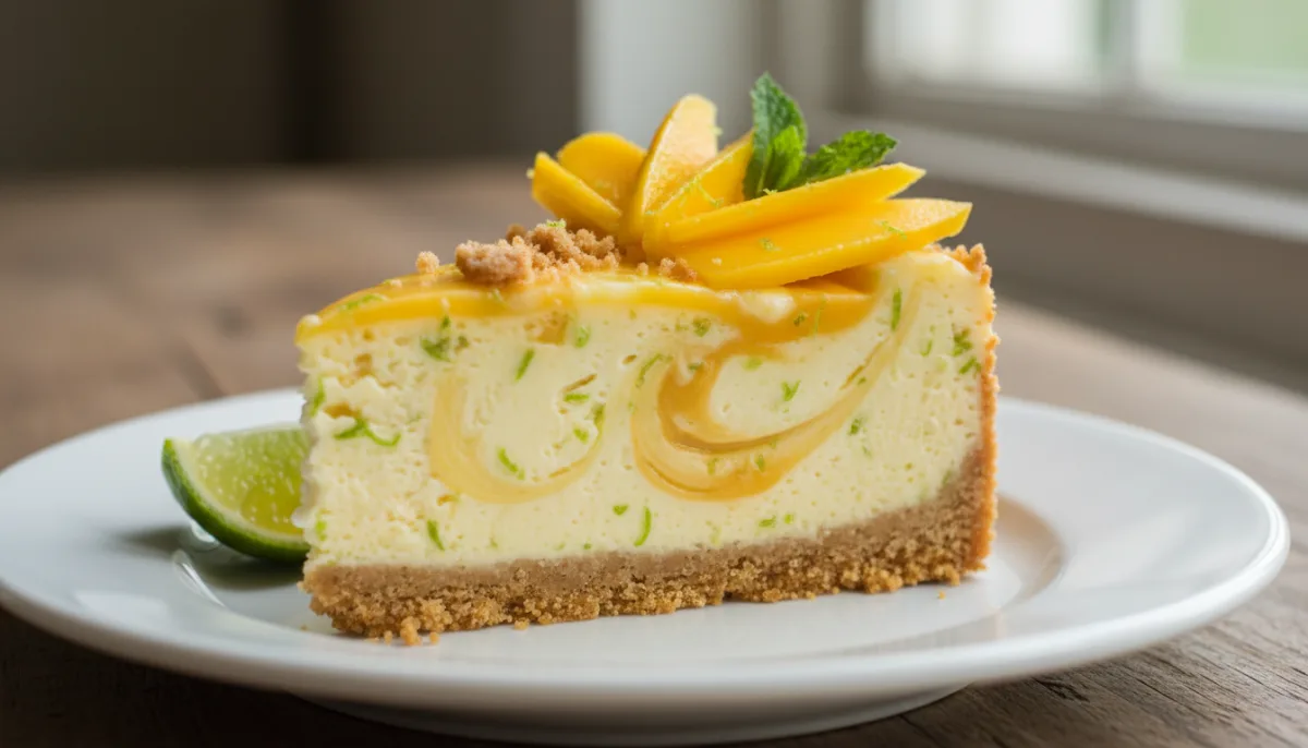 Jamaican Mango and Lime Cheesecake with Ginger Crust