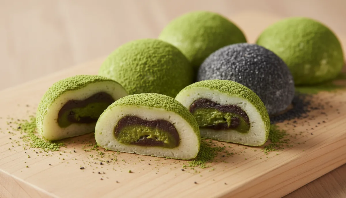 Japanese Black Sesame and Matcha Mochi