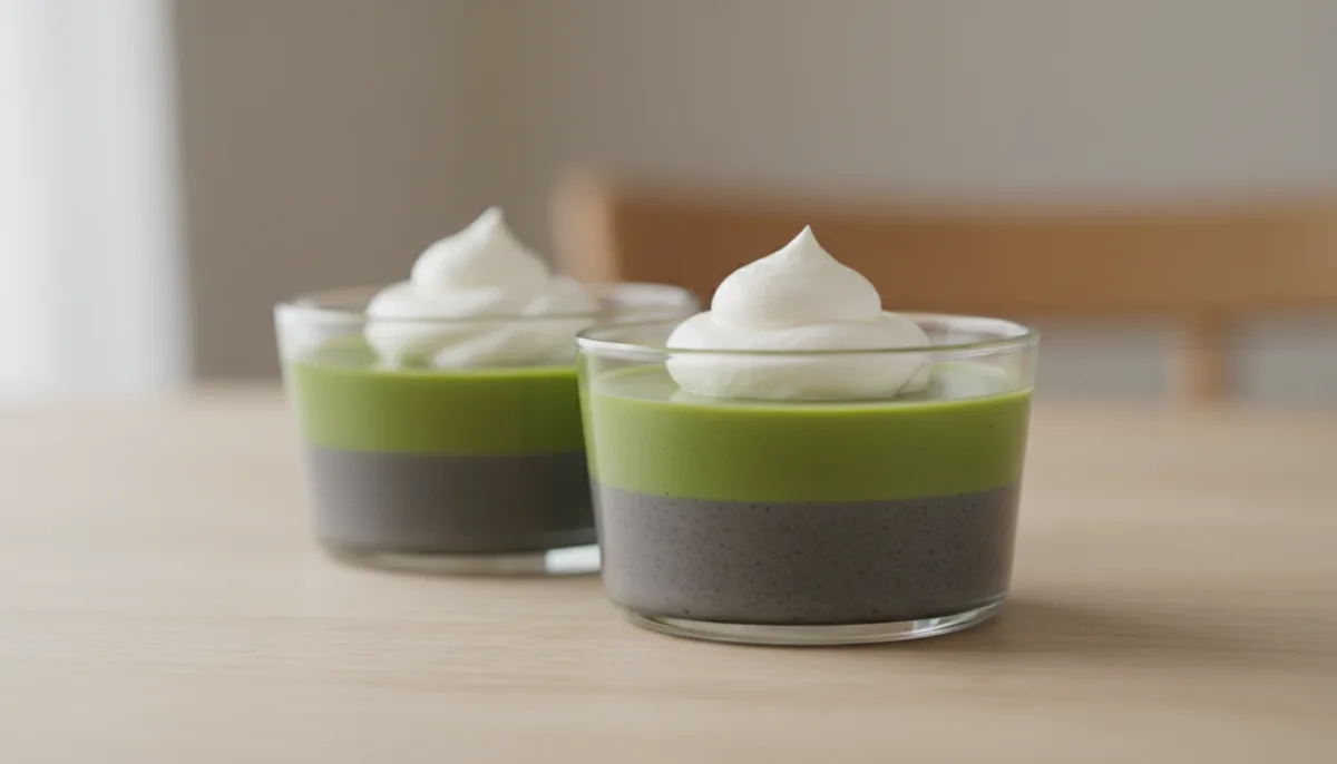 Pudín Japonés de Sésamo Negro y Matcha