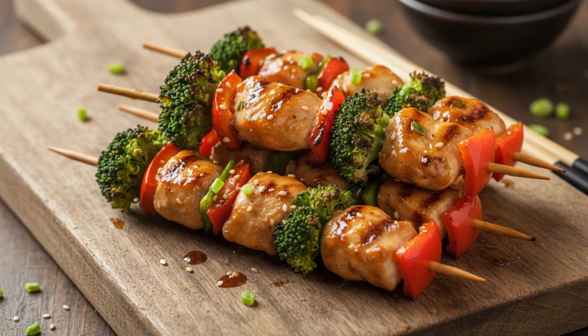 Japanese Chicken and Vegetable Skewers with Miso Glaze