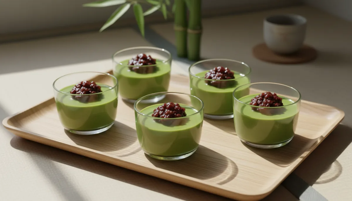 Japanese Matcha Pudding with Red Bean Paste